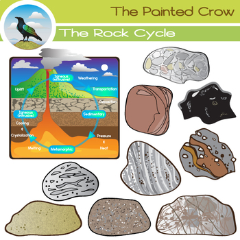Preview of The Rock Cycle - Rock Clip Art - Sedimentary - Igneous - Metamorphic