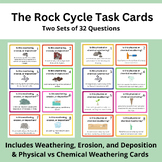 The Rock Cycle Task Cards - Physical vs Chemical Weatherin