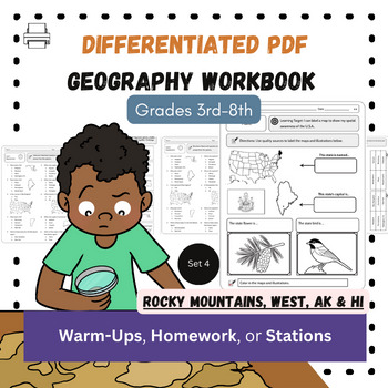Preview of The Rocky Mountains, West, AK/HI PRINTABLE Differentiated US Geography Workbook