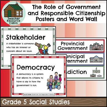 Preview of The Role of Government Word Wall and Posters (Grade 5 Social Studies)