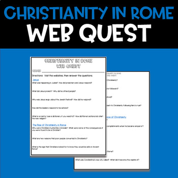 Preview of The Roman Empire:  Rise of Christianity Web Quest Assignment
