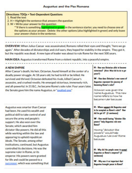 Preview of The Roman Empire: Text-Dependent Questions (with CER Responses)