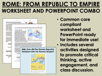 Preview of Rome: From Republic to Empire worksheet and PowerPoint Combo