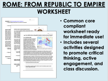 Preview of Rome: From Republic to Empire worksheet