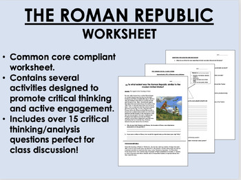 Preview of The Roman Republic worksheet - Classical Civilizations - Global/World History