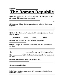 roman republic writing assignment