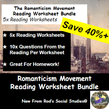 Preview of The Romanticism Movement Lesson Reading Worksheet Bundle **Editable**