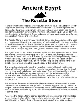 Preview of The Rosetta Stone Article & Questions (WORD)