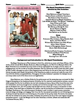 Preview of The Royal Tenenbaums Film (2001) Study Guide Movie Packet