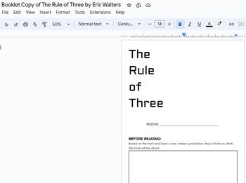 Preview of The Rule of Three by Eric Walters Chapter Questions & Answer Key