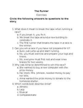 Preview of The Runner  ELA Worksheets