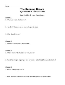 Preview of The Running Dream Comprehension Questions