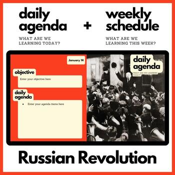Preview of The Russian Revolution Themed Daily Agenda + Weekly Schedule for Google Slides