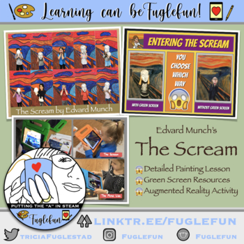 Preview of The SCREAM Painting Lesson, Green Screen Activity, Augmented Reality Bundle