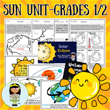 Preview of The SUN Unit - Grades 1/2 - Worksheets & Posters - BONUS Solar Eclipse PPT
