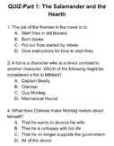 The Salamander and the Hearth Reading Quiz (Part of F451 Unit)