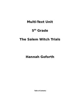 Preview of The Salem Witch Trials- Multi Text Unit