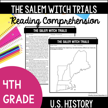 Preview of The Salem Witch Trials Reading Comprehension | 4th - 8th | Digital & Printable
