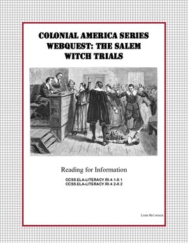 Preview of The Salem Witch Trials WebQuest - Nonfiction Reading- Colonial America