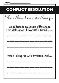 Preview of The Sandwich Swap: Conflict Resolution Response Page
