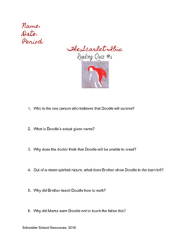 The Scarlet Ibis Reading Quiz Bundle by A Novel Concept | TpT