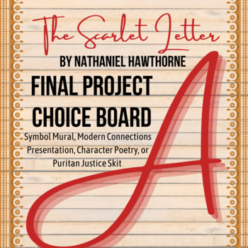 Preview of The Scarlet Letter Final Project Choice Board