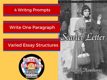 Preview of The Scarlet Letter: Four Writing Prompts to Produce Single Paragraph