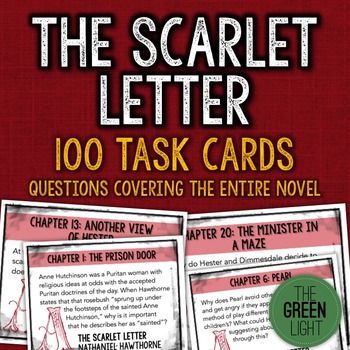 Preview of The Scarlet Letter Task Cards: Quizzes, Discussion Questions, Bell-Ringers