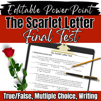 Preview of The Scarlet Letter Test: Editable, 2 Versions with Scrambled Answers