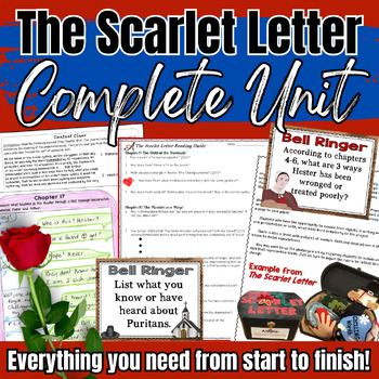 Preview of The Scarlet Letter Unit - Vocabulary, Reading Guides, Quizzes, Activities, Test