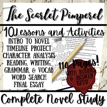 Preview of The Scarlet Pimpernel Novel Study Unit Bundle 10 Resources! Projects, Activities