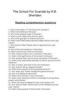 the school for scandal essay questions