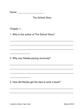 Preview of The School Story by Andrew Clements Comprehension Questions