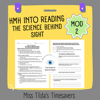 Preview of The Science Behind Sight - Grade 4 HMH into Reading 