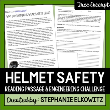 Preview of Helmet Safety Reading Passage and Activity | Printable & Digital
