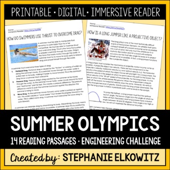 Preview of Science & Engineering of Summer Olympics Reading Passages | Printable & Digital