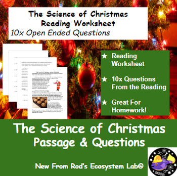 Preview of The Science of Christmas Winter Reading Worksheet **Editable**