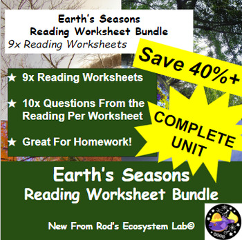 Preview of The Science of Earth's Seasons Complete Reading Worksheet Bundle **Editable**