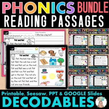 Preview of The Science of Reading Phonics Decodable Passages Worksheets Google Slides Use