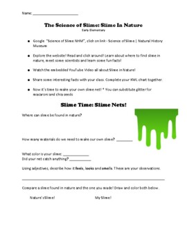 Preview of The Science of Slime: Slime in Nature (Elementary and Middle Included)