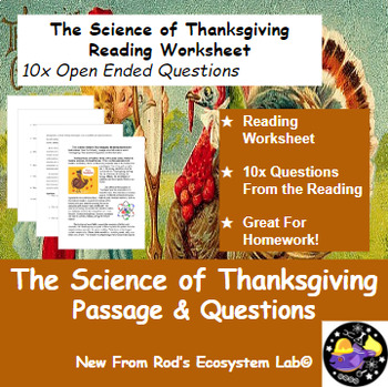 Preview of The Science of Thanksgiving Fall Reading Worksheet **Editable**
