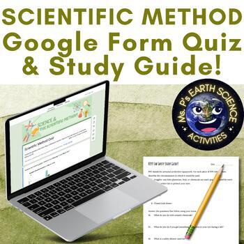 Preview of The Scientific Method Google Form Quiz and Study Guide- Experimental Design