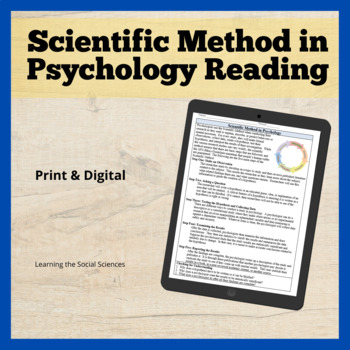 Preview of The Scientific Method in Psychology 1 Page Reading: Print & Digital