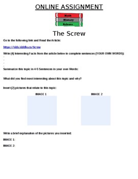 Preview of The Screw Online Assignment