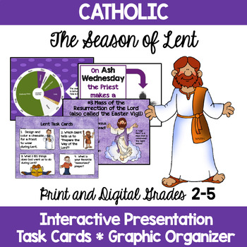 Preview of Lent Activities: The Season of Lent Presentation, Organizer, and Task Cards
