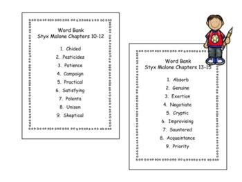 The Season of Styx Malone Vocabulary Crossword Puzzles TPT