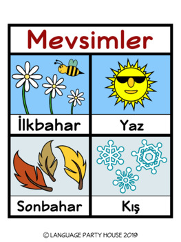 Preview of The Seasons in Turkish Poster and Printables