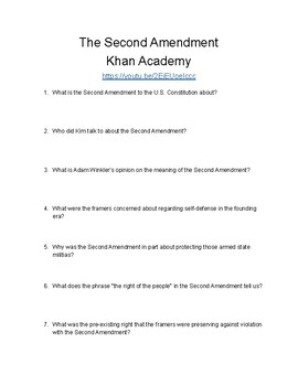 Preview of The Second Amendment - Khan Academy Video - Questions