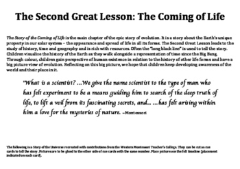 Preview of The Second Great Lesson: Story cards & Pictures for the Timeline of Life