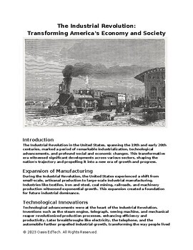 Preview of The Second Industrial Revolution:  Transforming America's Economy Worksheet